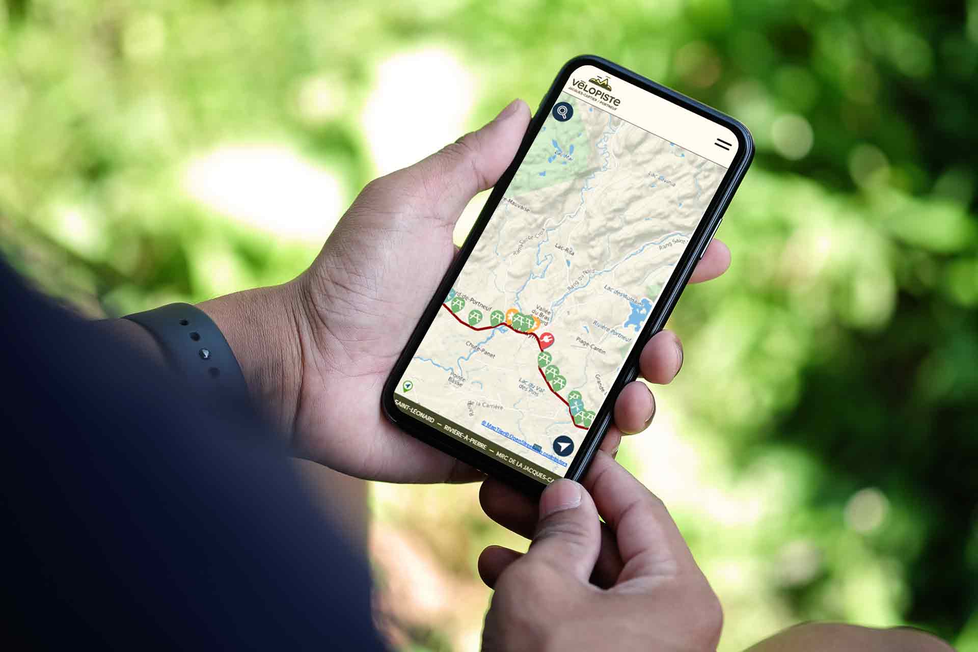 Carte interactive de la Vélopiste Jacques-Cartier/Portneuf